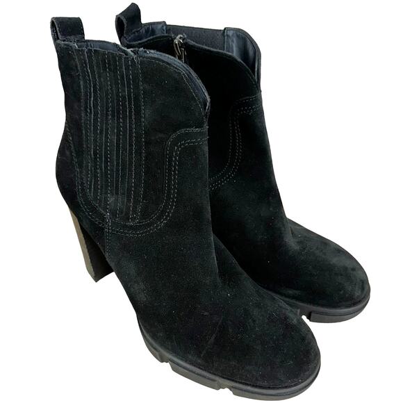 Paul Green NWOB Oakley Suede Boot Black Size 5.5 (US 8) Side Zip Chunky Heel - Picture 3 of 10